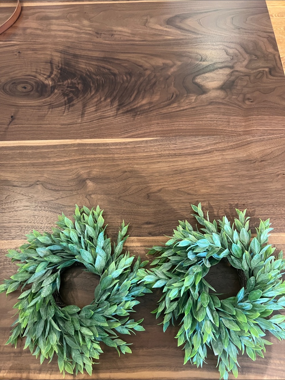Home Accents Green Faux Leaf Candle Rings - Set of 2